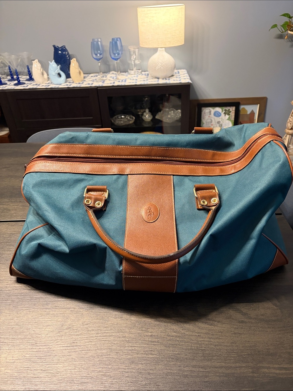 VTG Polo Ralph Lauren Green Canvas Weekender Duffle Bag EUC